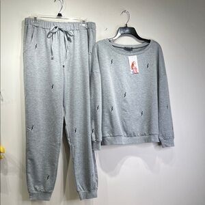 Women’s Grey sweats with Lightning Bolt embroidery on sweatshirt & pants